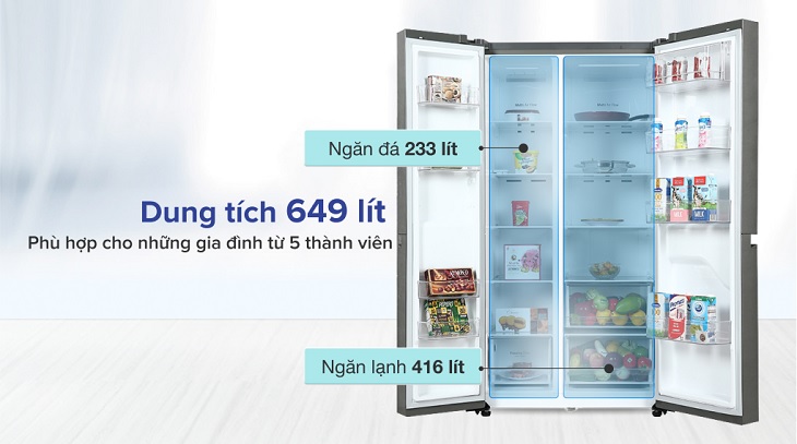 Kích thước tủ lạnh LG Side by Side 649 lít