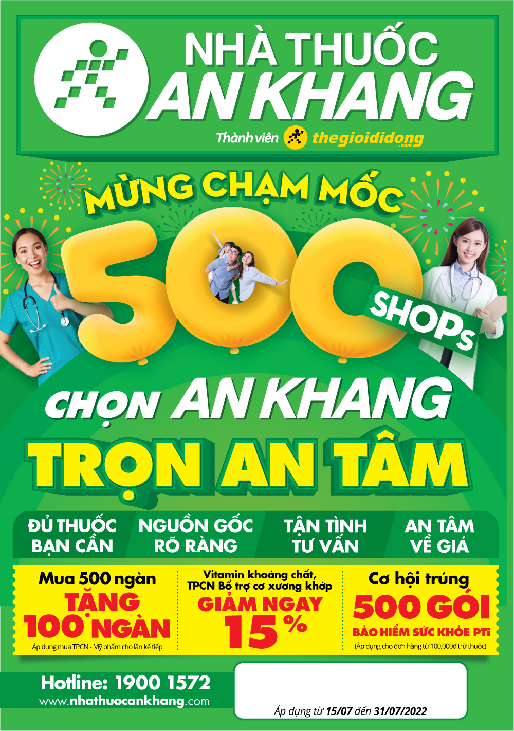 Chương trình khuyến mãi mừng An Khang chạm mốc 500 nhà thuốc Chương trình khuyến mãi mừng An Khang chạm mốc 500 nhà thuốc