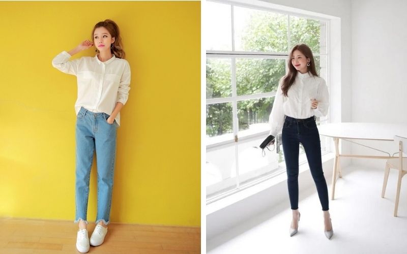 6 kiểu phối quần jeans cùng áo sơ mi cho bạn nữ trẻ trung, cá tính