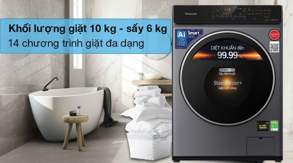 Khối lượng giặt 10 kg - sấy 6 kg