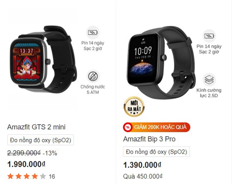 Mức giá của Amazfit Bip 3 Pro và Amazfit GTS 2 mini