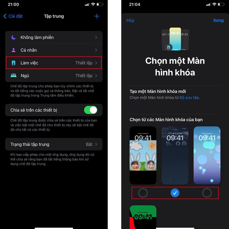 Màn hình khóa chế độ Focus trên iOS 16 là công cụ hoàn hảo giúp bạn tập trung một cách tối đa. Chế độ Focus sẽ giúp bạn giữ một cái nhìn rõ ràng về các thông báo và tin nhắn trên màn hình khóa, giúp bạn tập trung hoàn toàn vào công việc của mình. Đây là một tính năng tốt để phòng ngừa xao nhãng và tăng năng suất làm việc.