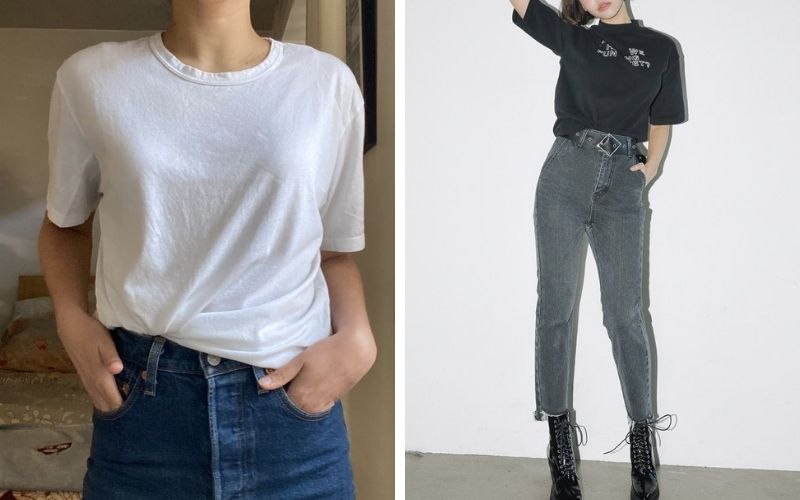 Biến tấu áo phông rộng thành croptop thắt ngực