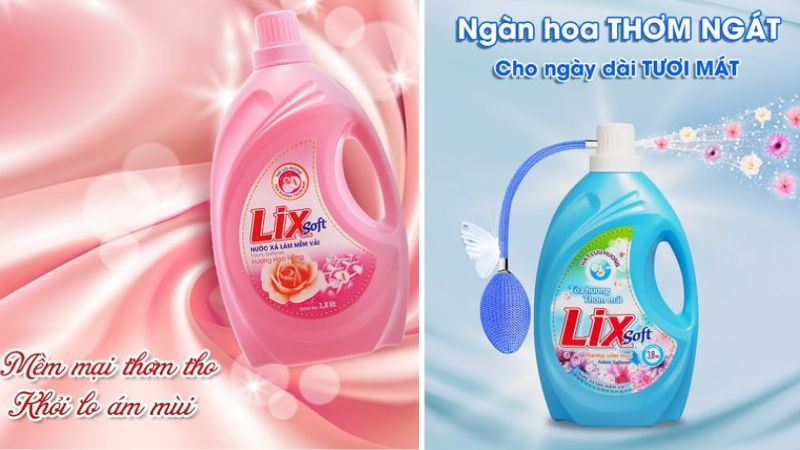 Nước xả vải Lix có 2 loại mùi hương