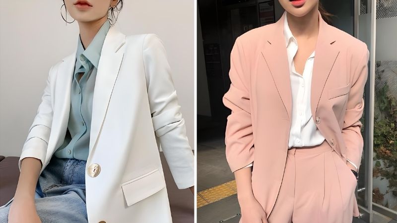 Sự kết hợp giữa sơ mi và blazer phong cách công sở