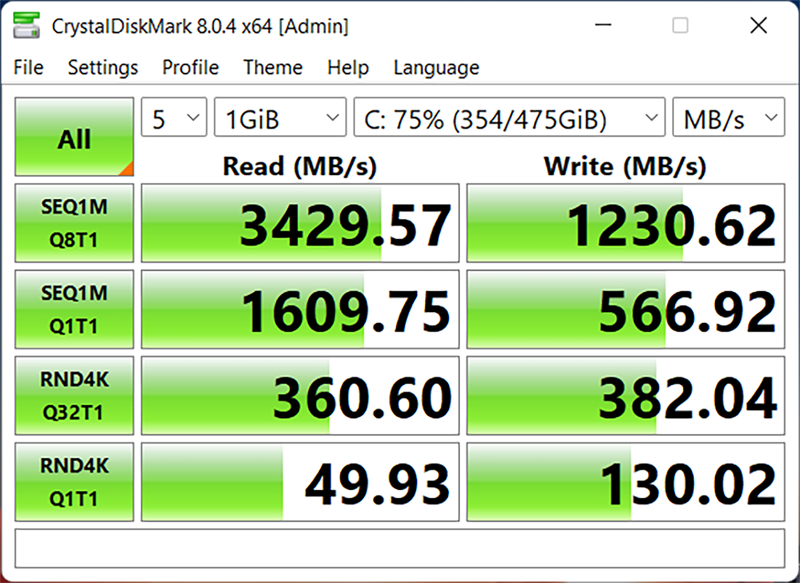 Tốc độ đọc/ghi của ổ cứng SSD bên trong ThinkPad P14s G2. Tốc độ đọc/ghi của ổ cứng SSD bên trong ThinkPad P14s G2.