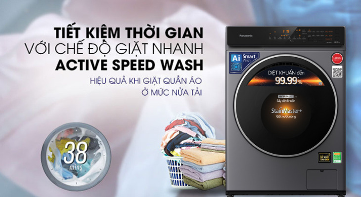 Giặt sạch cực nhanh chỉ trong 38 phút 