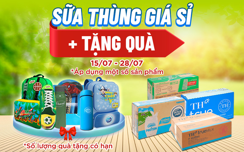 Từ 15/7 – 28/8/2022, mua sữa thùng giá sỉ nhận quà tặng hấp dẫn