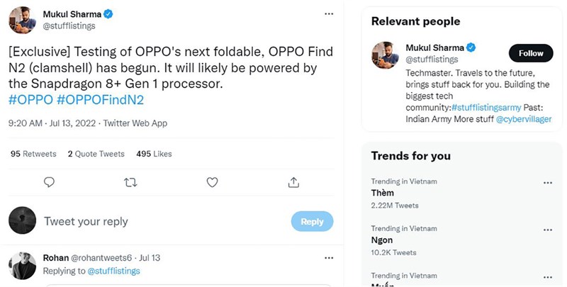 OPPO Find N2 sẽ được trang bị con chip Snapdragon 8+ Gen 1 cực mạnh mẽ