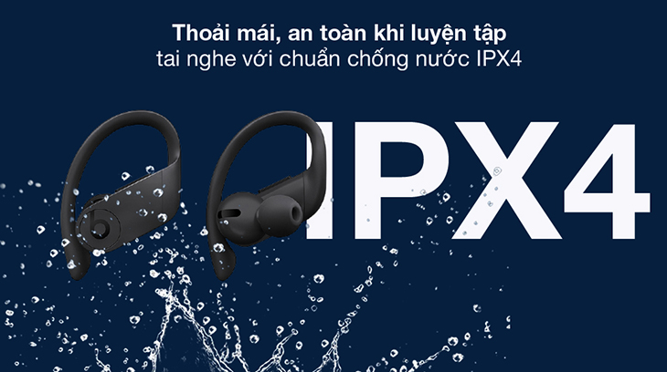 Tai nghe Beats có chuẩn IPX4 chống mồ hôi và tia nước bắn hoàn hảo