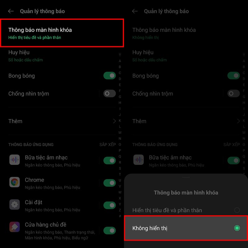 Cách tắt thông báo trên màn hình khóa điện thoại OPPO