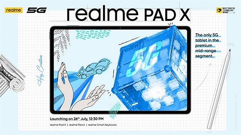 Realme Pad X 5G chuẩn bị ra mắt với màn hình 2K, pin 8.340mAh và giá tốt Realme Pad X 5G chuẩn bị ra mắt với màn hình 2K, pin 8.340mAh và giá tốt