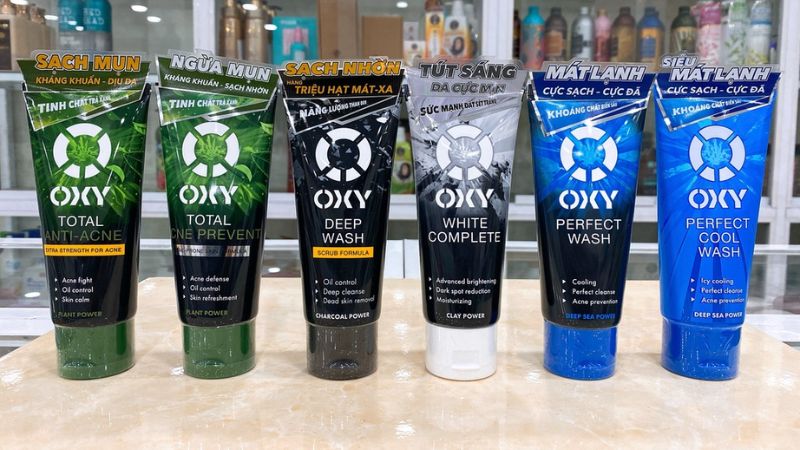 OXY nổi tiếng với các dòng sản phẩm chăm sóc da mặt và chăm sóc cơ thể cho phái mạnh