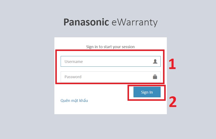 Tiến hành đăng nhập vào hệ thống website Panasonic 