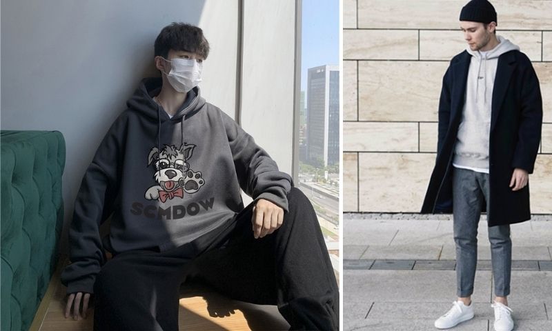 Quần jean với Hoodie/ Len và khoác ngoài