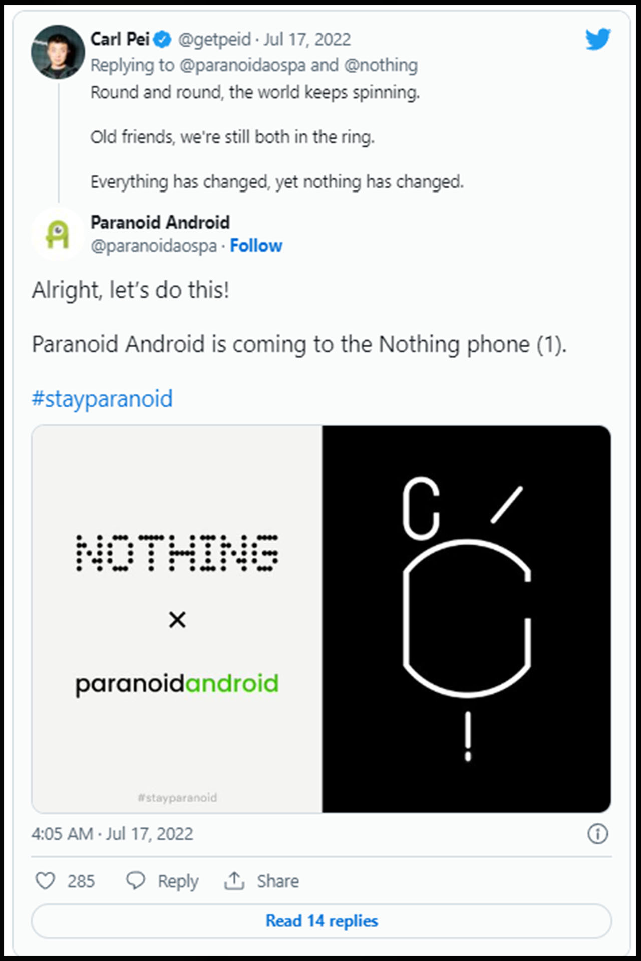 paranoid android nothing phone 1