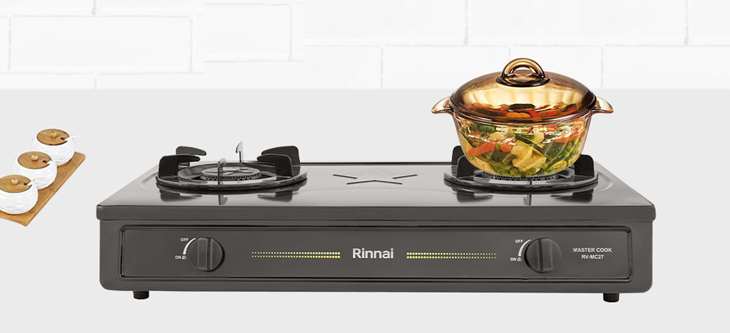 Bếp ga Rinnai RV-MC27BE sở hữu 2 vùng nấu giúp bạn đun nấu nhanh chóng