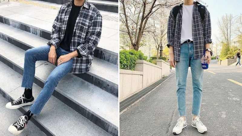 Kết hợp áo sơ mi cùng quần jean