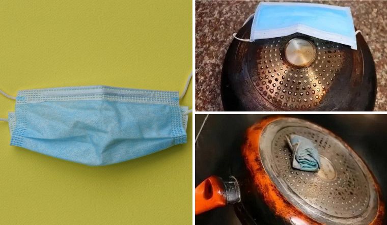 Cọ sạch xoong nồi cháy đen chỉ với chiếc khẩu trang y tế