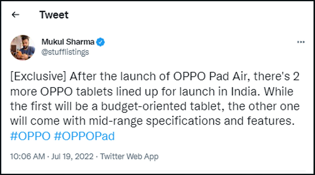 Rò rỉ tiết lộ OPPO sẽ ra mắt 2 chiếc tablet mới