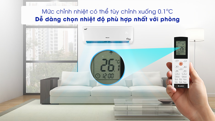 Máy lạnh Gree cho phép bạn điều chỉnh nhiệt độ chính xác hơn với mức chỉnh nhiệt nhỏ