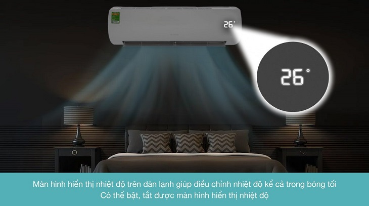 Máy lạnh Gree Inverter 1.5 HP GWC12FB-K6D9A1W có màn hình LED hiển thị nhiệt độ và mã lỗi khi có vấn đề