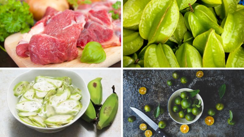 Nguyên liệu cần chuẩn bị để làm gỏi bò cà pháo Nguyên liệu làm món gỏi bò cà pháo