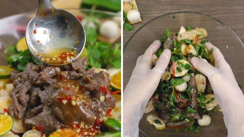 Bước 6: Trộn đều Trộn gỏi