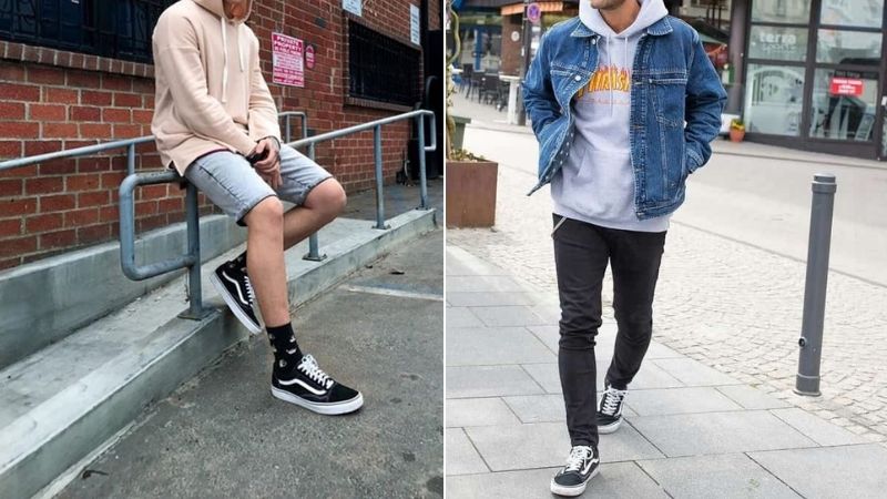 Phối giày Vans với áo hoodie