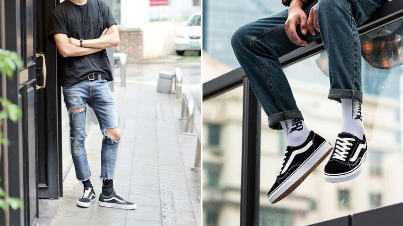 Phối giày Vans với quần jean