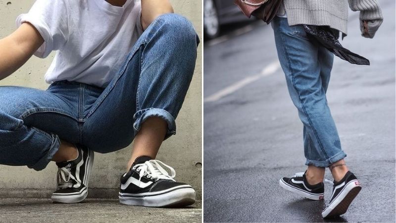 Phối giày Vans với quần jean