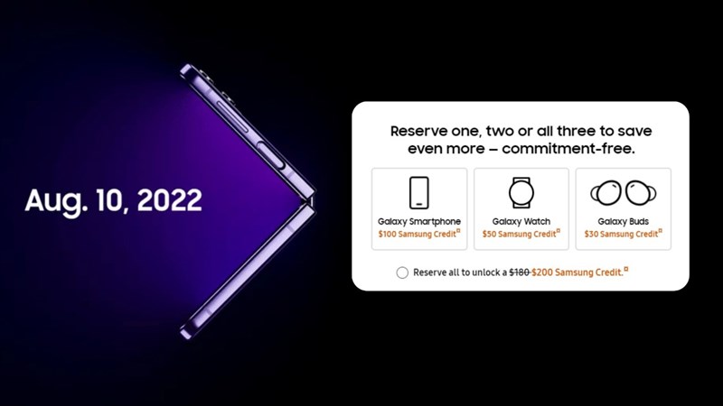 Samsung đã cho phép khách hàng đặt trước Galaxy Z Fold4 và Galaxy Z Flip4