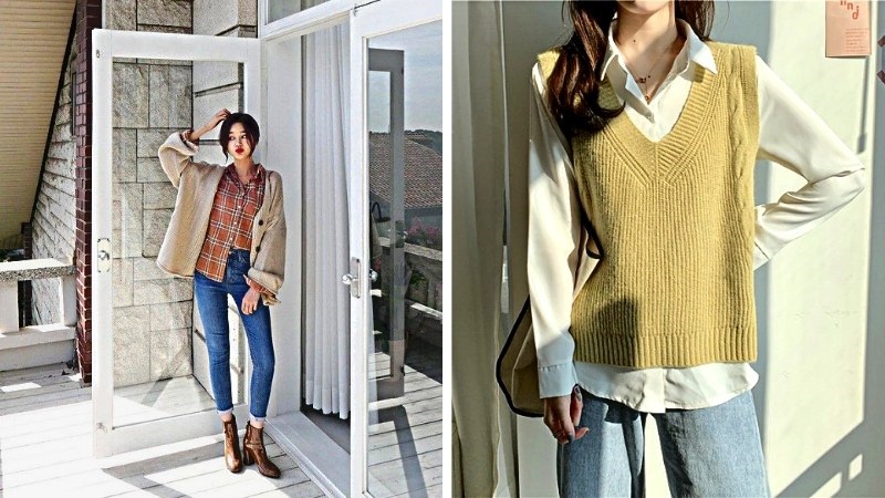 Áo cardigan mặc cùng áo sơmi