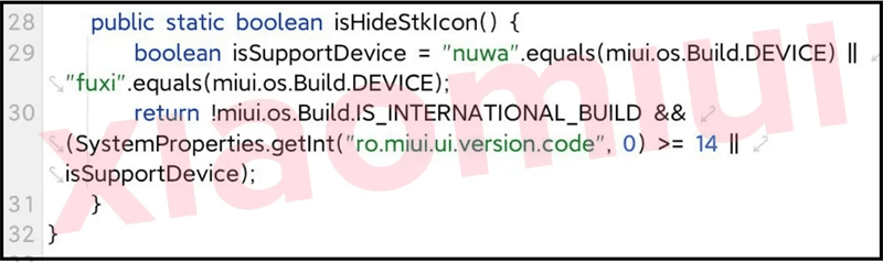 Đoạn mã nơi lập trình viên tìm thấy MIUI 14