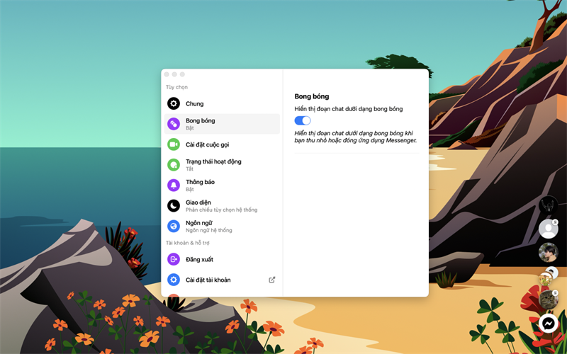Nếu hiện Bong bóng trong cài đặt nghĩa là tài khoản của bạn đã sẵn sàng cho tính năng mới
