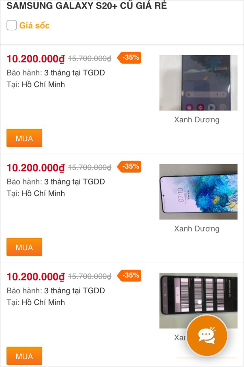 Samsung Galaxy S20+ cũ Samsung Galaxy S20+ cũ