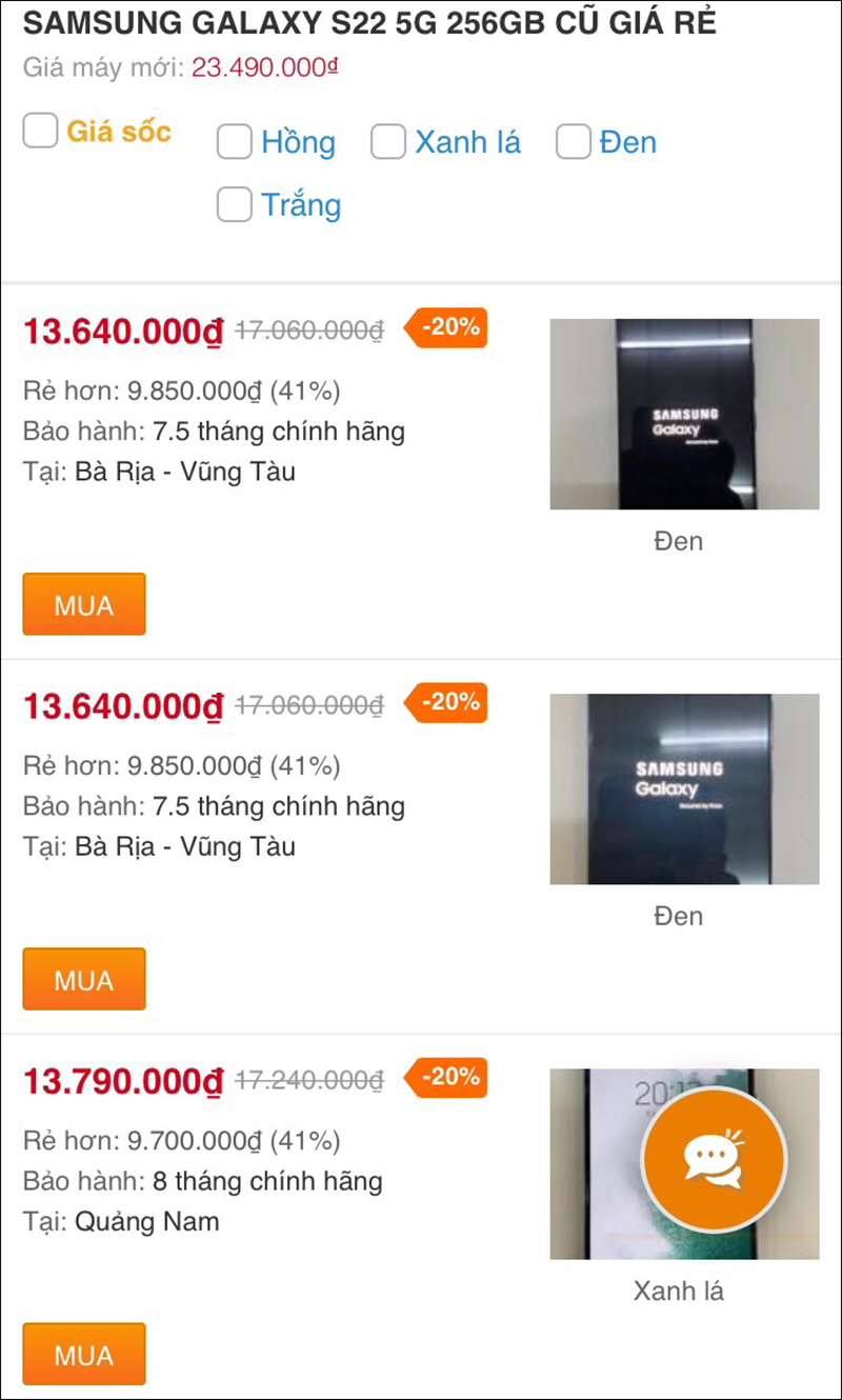 Samsung Galaxy S22 5G 256GB cũ Samsung Galaxy S22 5G 256GB cũ