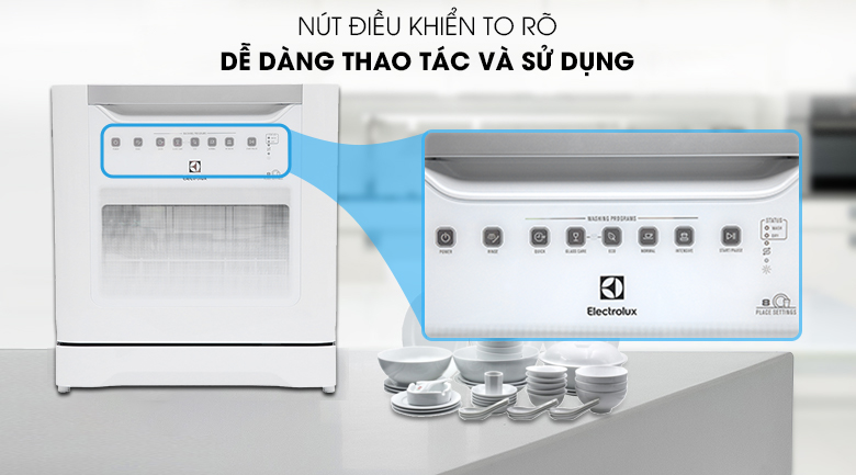 Máy rửa chén mini Electrolux ESF6010BW trang bị bảng điều khiển cảm ứng dễ sử dụng