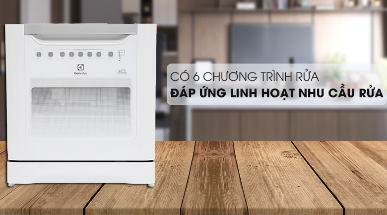 Máy rửa chén mini Electrolux ESF6010BW trang bị 6 chương trình rửa tiện dụng