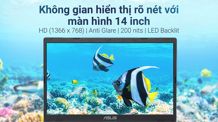 Laptop Hãng Asus Vivobook X415MA chiếm hữu screen độ dài rộng 14 inch, chung trẻ con để ý bài học kinh nghiệm dễ dàng dàng