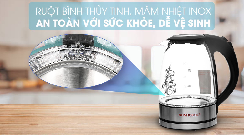 Ấm siêu tốc thủy tinh