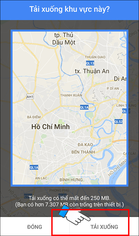 Một bảng thông báo Tải xuống khu vực này (Download this area) > chọn TẢI XUỐNG.