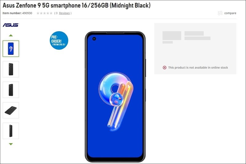 ASUS ZenFone 9 lộ toàn bộ thông tin bởi nhà bán lẻ: Cấu hình, thiết kế và giá bán