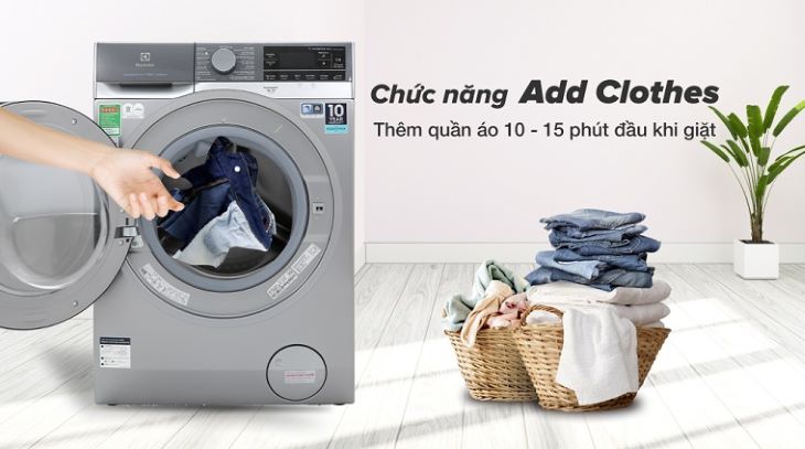 Chức năng Add Clothes thêm quần áo khi đang giặt