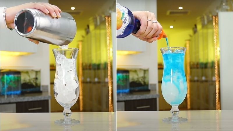 Hoàn thành cocktail Blue Lagoon