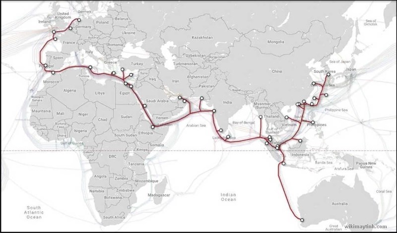 Hình ảnh đường đi cáp quang quốc tế