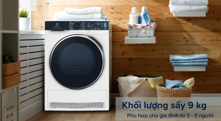 Máy sấy bơm nhiệt Electrolux 9 kg EDH903R9WB