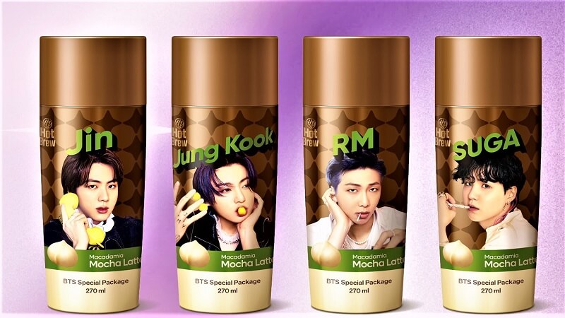 BTS Coffee 2022 có 3 hương vị gồm Mocha Latte, Americano và Vanilla Latte.