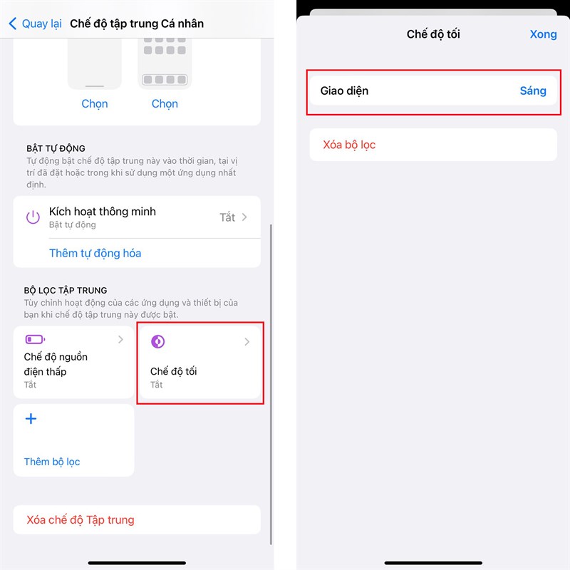 Cách bật Dark Mode bằng tính năng Focus