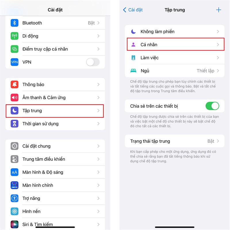 Cách bật Dark Mode bằng tính năng Focus